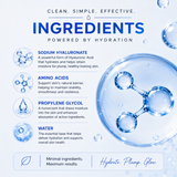Infographic about skincare ingredients with molecular structures and text on a blue background