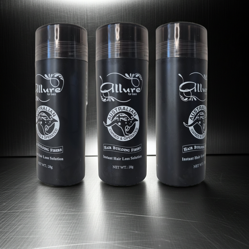 Pack of 3 Hair Building Fibres 28 g – 100% Cotton Powder Shaker – Instant Concealer for Thinning Hair/Bald Spots | Allure for Beauty