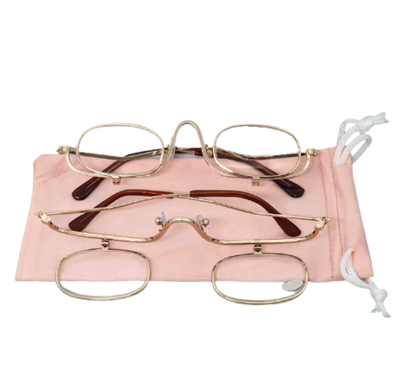 Magnifying Makeup Glasses Flip Down Folding Metal Frame Eyeglasses 1.50 4.00